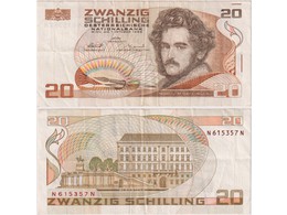 Австрия. Банкнота 20 шиллингов 1986г.