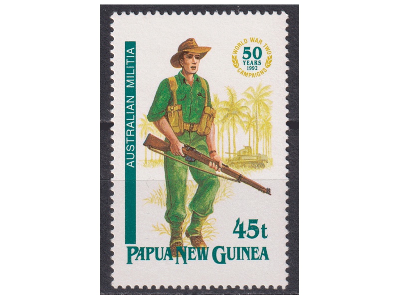 Папуа-Новая Гвинея. Солдат. Почтовая марка 1992г.