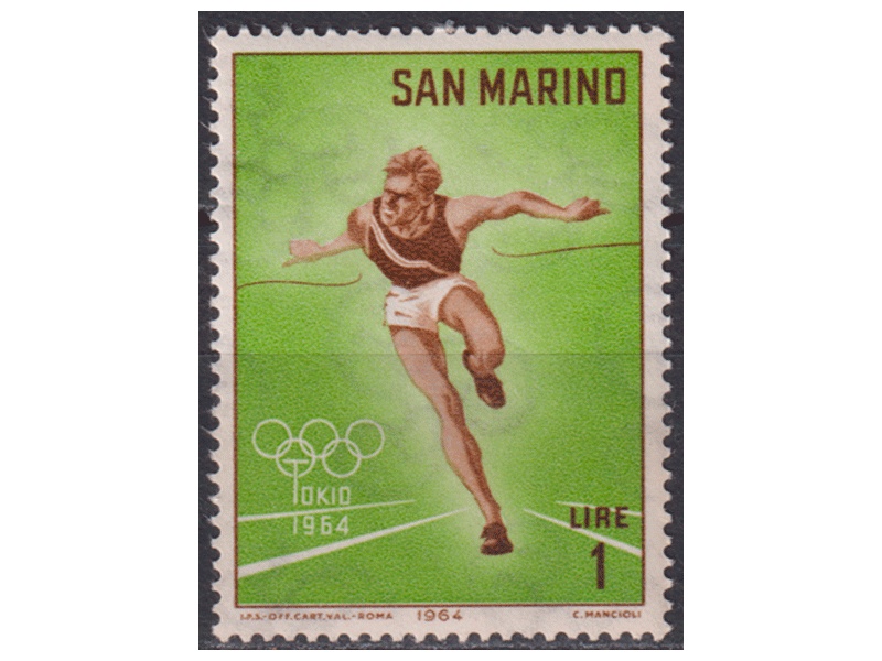 Сан-Марино. Атлетика. Почтовая марка 1964г.
