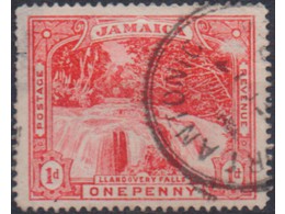 Ямайка. Водопад. Почтовая марка 1900г.