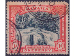 Ямайка. Пейзаж. Водопад. Почтовая марка 1901г.