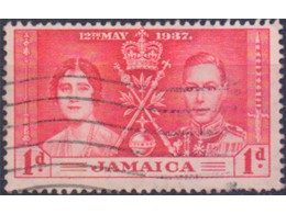 Ямайка. Коронация Георга VI. Почтовая марка.