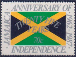 Ямайка. Флаг государства. Почтовая марка 1987г.