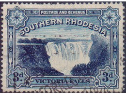 Южная Родезия. Водопад Виктория. Почтовая марка 1938г.
