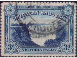 Южная Родезия. Водопад. Номинал 3d. Почтовая марка 1932г.