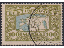 Эстония. Карта Эстонии. Почтовая марка 1923г.