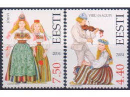 Эстония. Костюмы. Почтовые марки 2004г.