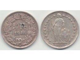 Швейцария. 1/2 франка 1948г.