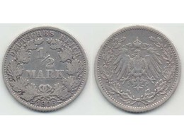 Германия. 1/2 марки 1906г. (F)