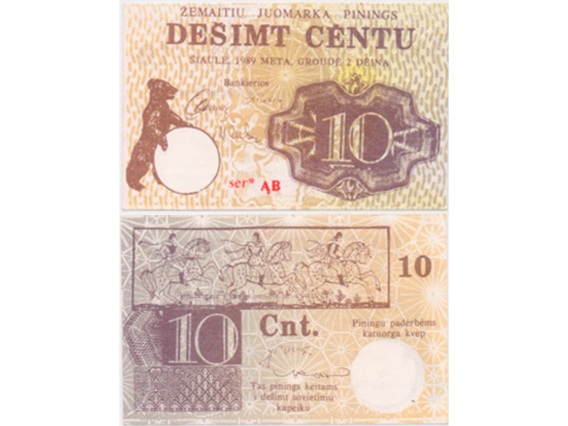 Литва. 10 центов 1989г.