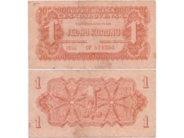 Чехословакия. Банкнота 1 крона 1944г.