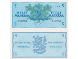 Финляндия. Банкнота 5 марок 1963г.