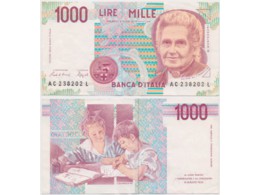 Италия. Банкнота 1000 лир 1990г.