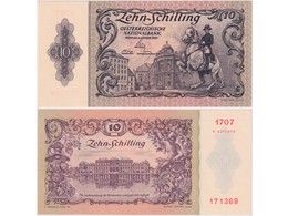 Австрия. Банкнота 10 шиллингов 1950г.