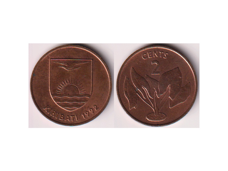 Кирибати. 2 цента 1992г.