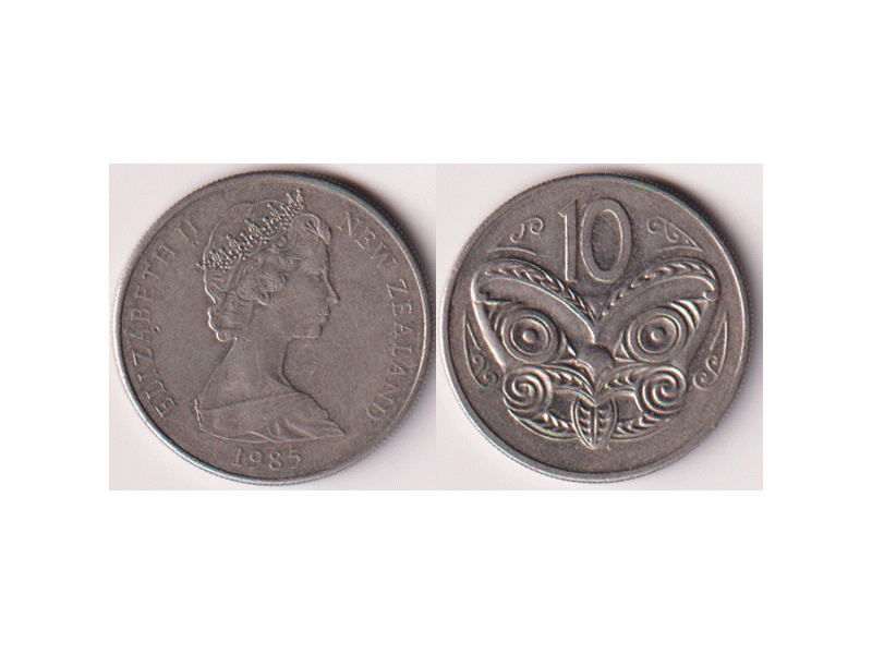 Новая Зеландия. 10 центов 1985г.
