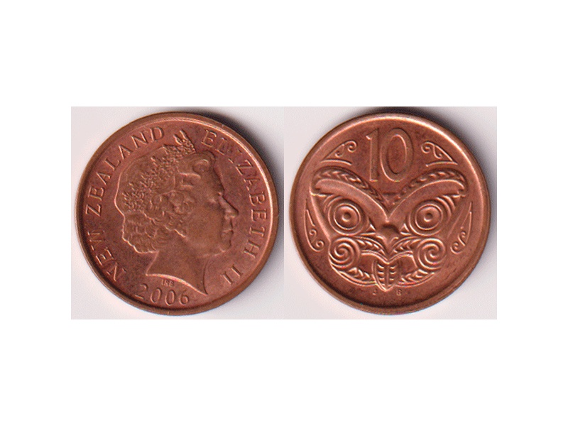 Новая Зеландия. 10 центов 2006г.