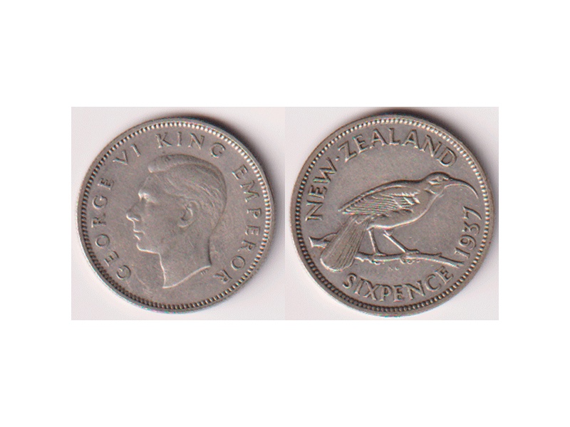 Новая Зеландия. 6 пенсов 1937г.