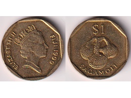 Острова Фиджи. 1 доллар 1999г.