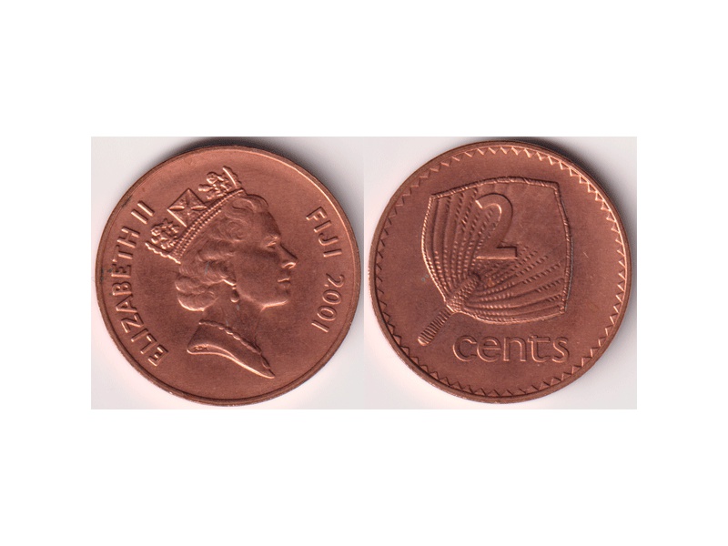 Острова Фиджи. 2 цента 2001г.