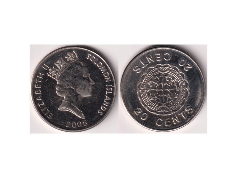 Соломоновы Острова. 20 центов 2005г.