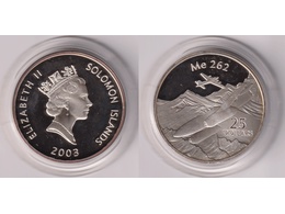 Соломоновы Острова. 25 долларов 2003г. Ме-262.