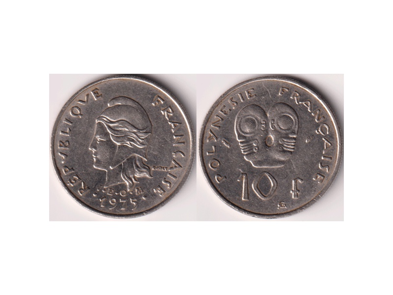 Французская Полинезия. 10 франков 1975г.