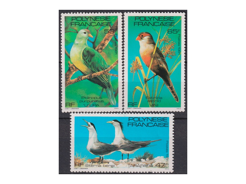 Французская Полинезия. Птицы. Серия марок 1981г.
