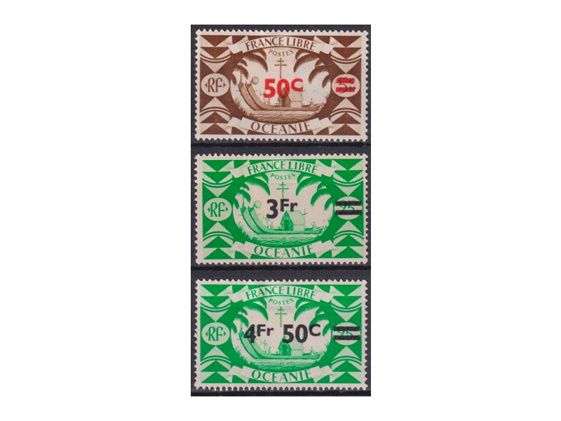 Французская Океания. Почтовые марки 1945г.