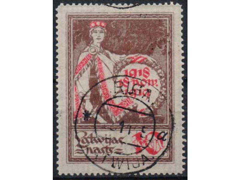 Латвия. Почтовая марка 1919г.