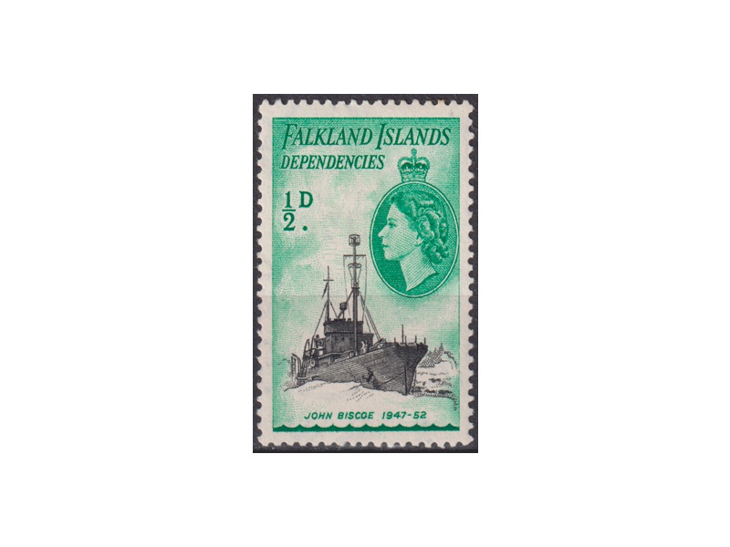 Фолклендские Острова. Корабль. Почтовая марка 1954г.