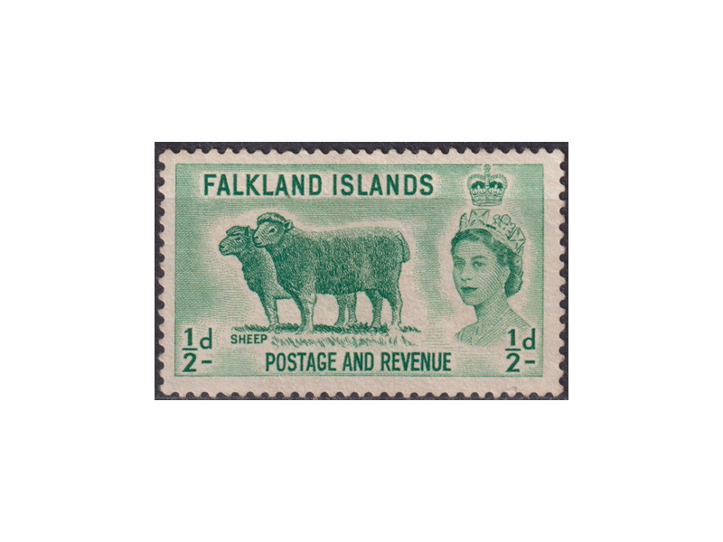 Фолклендские Острова. Овцы. Почтовая марка 1955г.