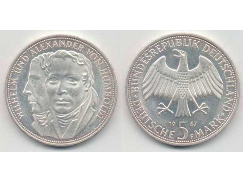 ФРГ. 5 марок 1967г. Гумбольдт.