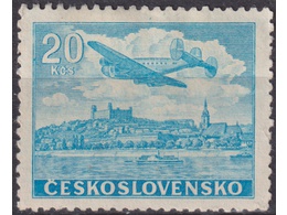 Чехословакия. Самолет. Почтовая марка 1946г.