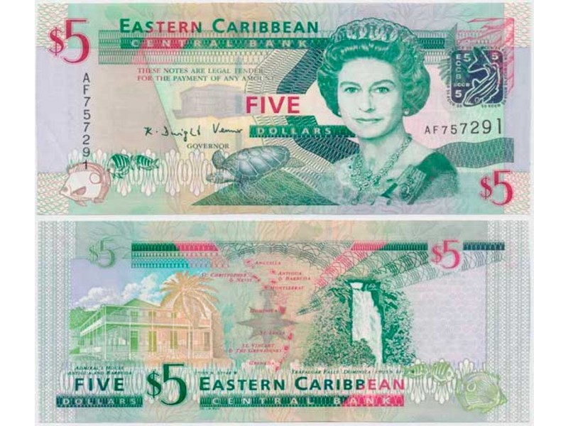 Восточные Карибы. 5 долларов 2008г.