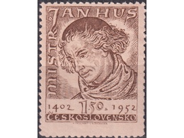 Чехословакия. Портрет Яна Гуса. Почтовая марка 1952г.