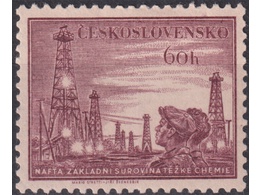Чехословакия. Нефтепромысел. Почтовая марка 1953г.