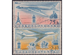 Чехословакия. Самолет Ту-104. Серия марок 1957г.