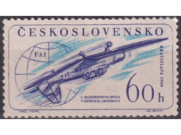 Чехословакия. Спортивный самолет. Почтовая марка 1960г.