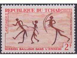 Чад. Наскальные рисунки. Почтовая марка 1968г.