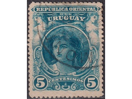 Уругвай. Девушка. Почтовая марка 1900г.