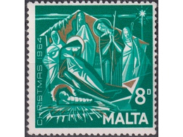 Мальта. Рождество. Почтовая марка 1964г.