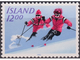 Исландия. Лыжники. Почтовая марка 1983г.