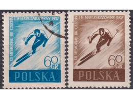 Польша. Лыжник. Серия марок 1957г.