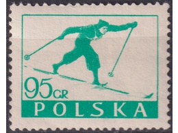 Польша. Лыжник. Почтовая марка 1953г.
