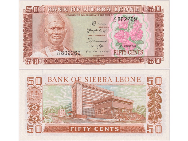 Сьерра-Леоне. Банкнота 50 центов 1984г.