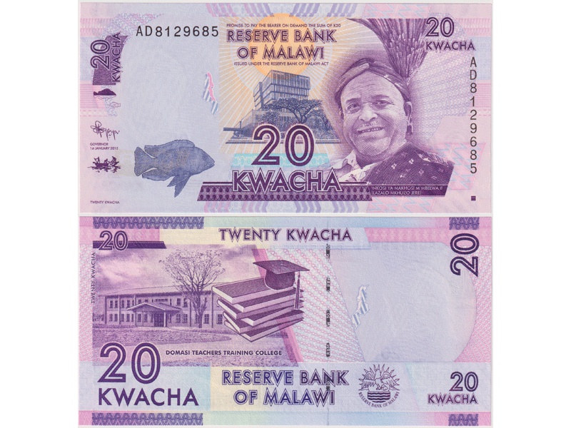 Малави. Банкнота 20 квач 2012г.