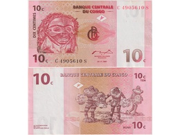 Конго. Банкнота 10 сантимов 1997г.
