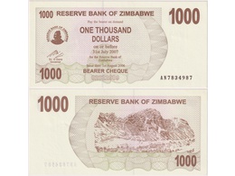 Зимбабве. 1000 долларов 2006г.