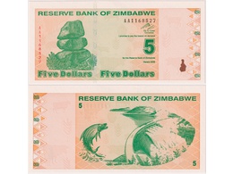Зимбабве. 5 долларов 2009г.